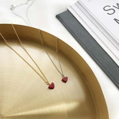 Hot Sale Real 925 Sterling Silver Red Heart Pendant Necklace For Women Statement Long Chain Gold Necklace Fashion Jewelry Gifts