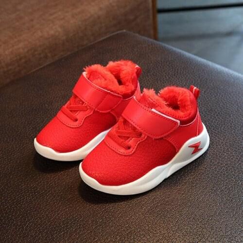 Childrens Sneakers 2020 Winter Shoes For Kids Casual Sneakers Boys Girl PU Leather Plush Warm Soft Non-Slip Baby Toddler Shoes