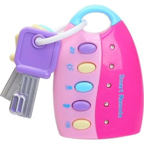 Baby Musical Car Lock Key Toy Keychain toy Smart Remote Car Voices Pretend Play Education Toy With Light & Music For Baby Stop C