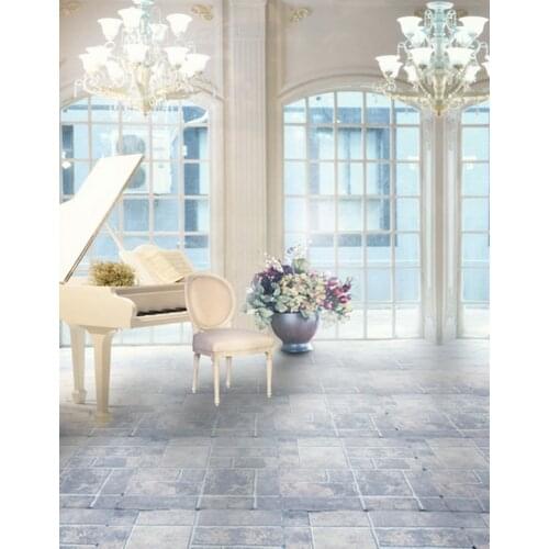 Brick Floor Living Room Piano Photography Backdrops Photo Props Studio Background 5x7ft