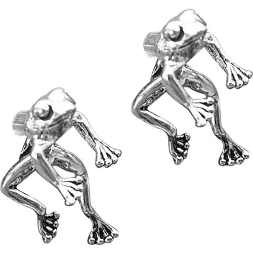 Frog Lover Jewelry, Cute and Sweet Earrings, Frog Silver Color Dangle Post Earrings for Women