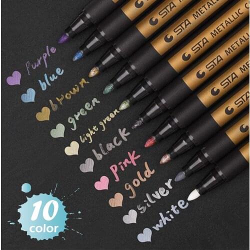 Metallic Marker Pens pen for school Rock Painting Point Ceramic Glass Plastic Scrapbooking Card Making Markers graffiti colores
