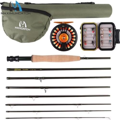 Maximumcatch 8 Section Fly Fishing Rod Kit & Aluminum Reel & Line Combo 5/6/8 WT 9FT 2.7M Super Light Carbon Fly Rod