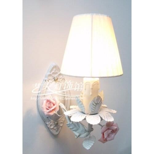 Fashion candle rose iron wall lamp rustic lamp bed lamp