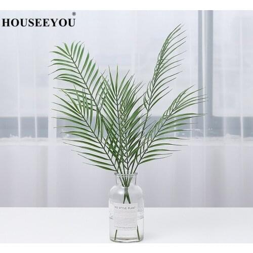Palm Artificial Green Plants Plastic Leaves Fake Plants for Home Wedding Living Room Balcony Table Decoration Scattered Foliage