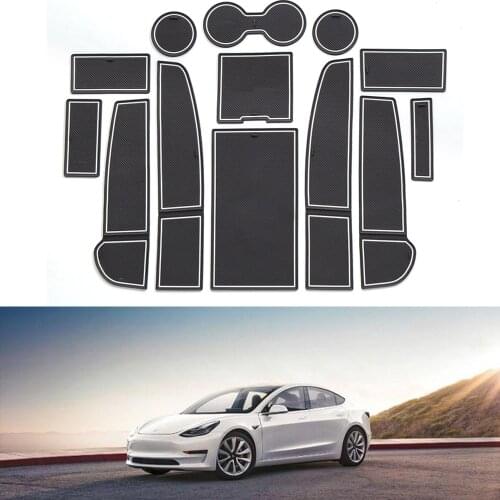 Gate Slot Pad for Tesla Model 3 Model3 2021 Interior Door Pad Cup Dust Mats Water Coaster Non-slip Car Mat Decor Phone Cushion