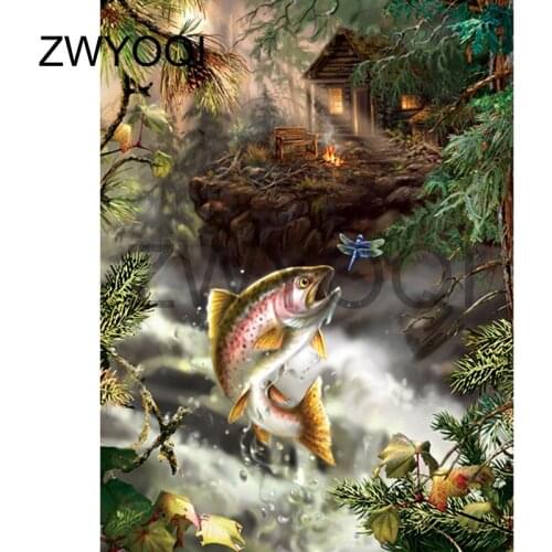 Full Round Diamond mosaic fish dragonfly Full Square Diamond embroidery fish dragonfly DIY 3D Diamond painting Cross stitch fish