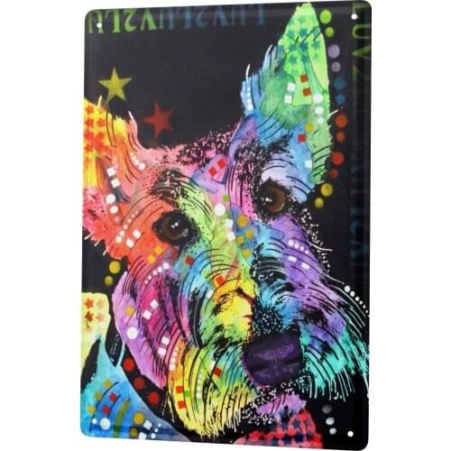 Dog Scotch Terrier Poster Funny Sign Tin Art Wall Decor Vintage Aluminum Retro Metal Tin Sign Painting Decorative Signs 20x30cm