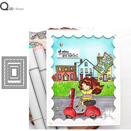 Rectangular Scalloped Border Model Cutting Dies New Dies Scrapbooking Mold Cut Handmade Tools DIY Craft Decoration Dies for 2021