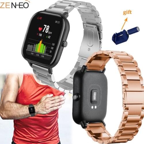 Stainless steel band For Huami Amazfit GTS GTR 42mm Bip Pace Lite Youth smart watch replacement For Samsung gear s2/sport straps