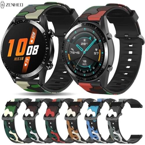 Silicone Strap For Huawei Watch GT/GT2e/GT2 42mm 46mmReplacement Camouflage Watchband For Huawei Honor Magic Watch 2 42mm 46mm