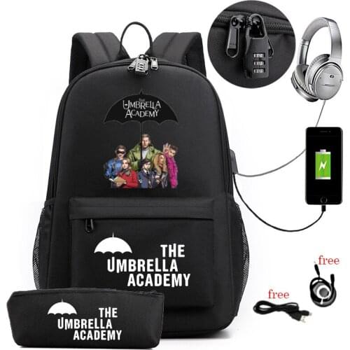 The Umbrella Academy Backpack Students Boys Girls School Bags 3D Pattern Schoolbag Beautiful Rucksack USB Charging Mochilas