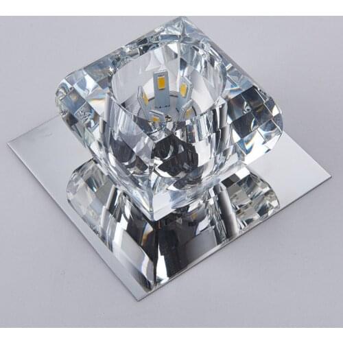 Modern 5W Crystal LED Ceiling Light,LED Stainless Steel Mini Flush Mount Ceiling Light for Dining Room Living Room Bedroom