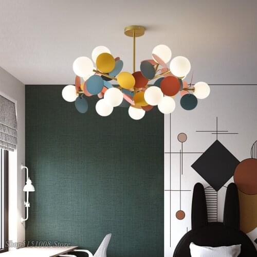 Modern Iron Art Pendant Lights Colorful Macaron LED Hanging Lamps Living Room Bedroom Dining Room Loft Home Decor Light Fixtures