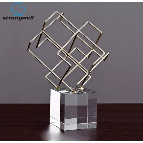 Strongwell Home Decor Handicrafts Geometric Crystal Ornaments Metal Crafts Desktop Study Room Decoration Furnishings Artware