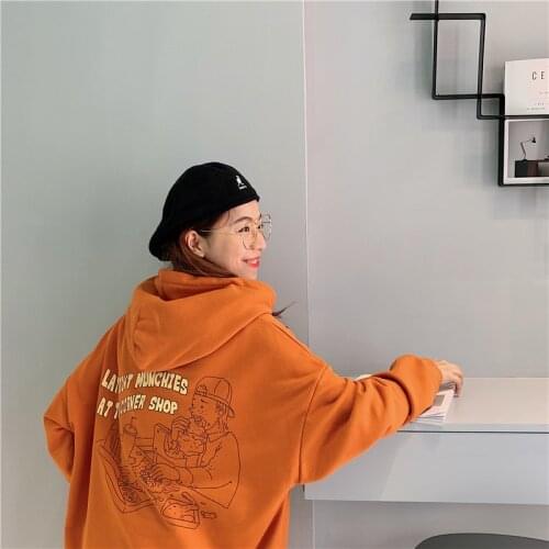 2020 super fire Sweatshirt female Harajuku autumn Korean version ins loose lazy wind girl thin section hooded cartoon shirt tide