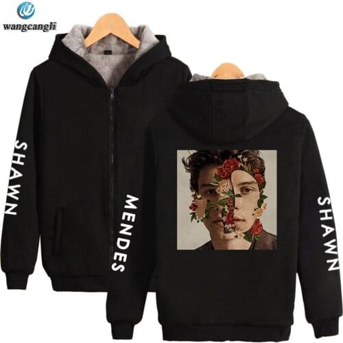 Shawn Mendes winter hoodie fleece warm Jacket thicken coat hip hop long sleeve zipper hoodies sweatshirt men women clothes
