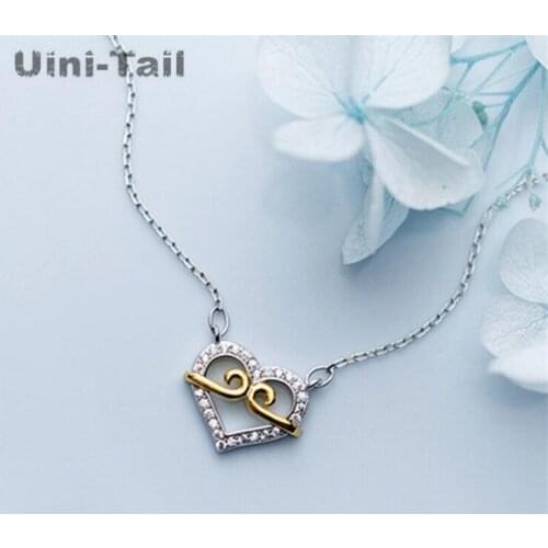 Uini-Tail new hot 925 sterling silver heart-shaped micro-inlay necklace Chinese style tight charm sweet trend jewelry ED129