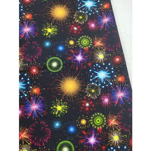 Gorgeous Fireworks at Night Thrilled Cotton fabric Colorful Holiday Star Sewing Cloth Dress Clothing Textile Tissue Patchwork