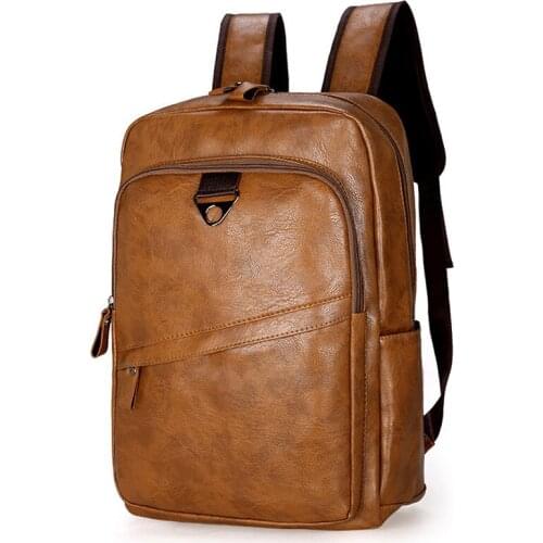 Vintage Travel Waterproof Backpack Men Academy School Bags Large Capacity Leather Backpacks Retro 15.6 Inch Laptop Bag For Men