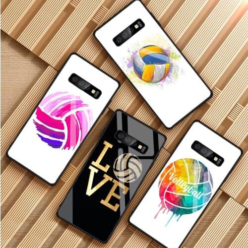Volleyball Painted Tempered Glass Phone Case For Samsung Galaxy S8 S9 S10 S20 PLUS J6 J8 2018 NOTE 8 9 10 Cover Shell