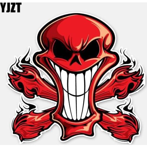 YJZT 13.8CM*13.2CM Car Body Killing Skull Fire Car Sticker Motorcycle Helmet Decal 6-2866