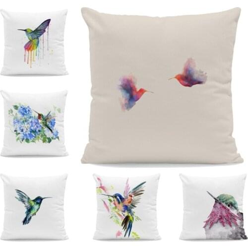 Fun Colored Pillowcases Home Decoration Hummingbird Flowers White Super Soft Cushion Cover Living Room Sofa Throw Pillowcase