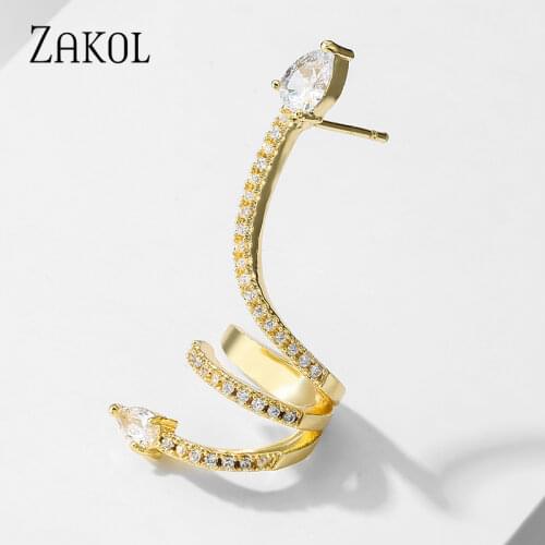 ZAKOL Women 1 Piece Punk Stainless Steel Ear Clip Snake Shape Fake Cartilage Earing Jewelry FSEP616