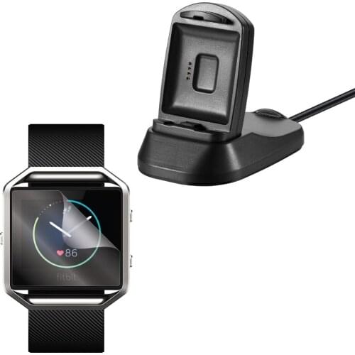 Screen Protector Shield Film + USB Charging Cable Charger Cables For Fitbit Blaze Smart Watch Accessories