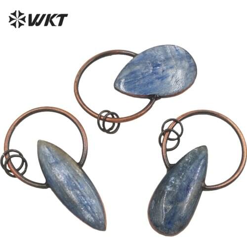 WT-P1688 WKT New Antique copper plated natural blue Kyanite pendant free styles women boho stone pendant for necklace jewelry