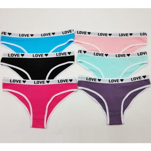 6 Pcs/Lot Cotton Womens Panties Ladies Sexy Panty Briefs Cute Love Pattern Underwear Lingerie Femme Female Underpants Intimates