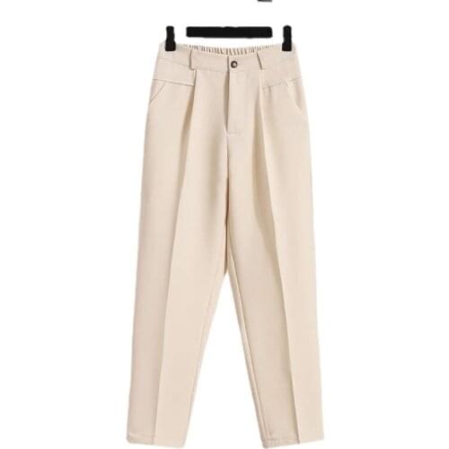 2021 Summer Work Office High Waist Long Pants Korean Fashion White Pants Plus Size 4XL 5XL Women Straight Loose Suit Pants