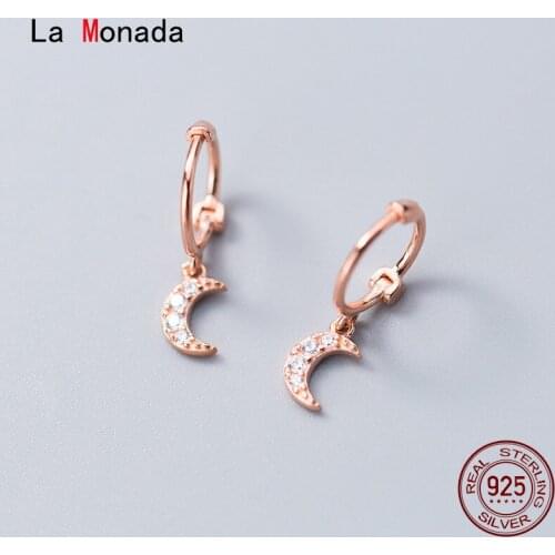 La Monada Hoop Earrings For Women Silver 925 Fine Women Earrings Jewelry Moon Charm Hoop Earrings 925 Sterling Silver Women