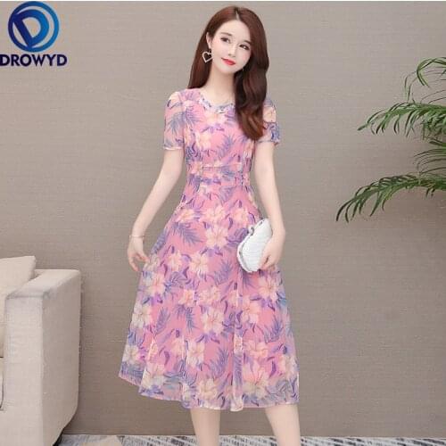 Fashion New Dresses Women Summer 2020 Plus Size O-neck Boho Print Sashes A Line Dress Casual Ladies Beach Sundress Robe Vestidos