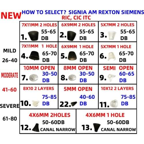 Signia Vibe Rexton AM Audio Service Hearing Aid Domes Earplugs Replacement Ear Plugs Tips Comfort Choose 4mm 5mm 8mm 10mm 12mm