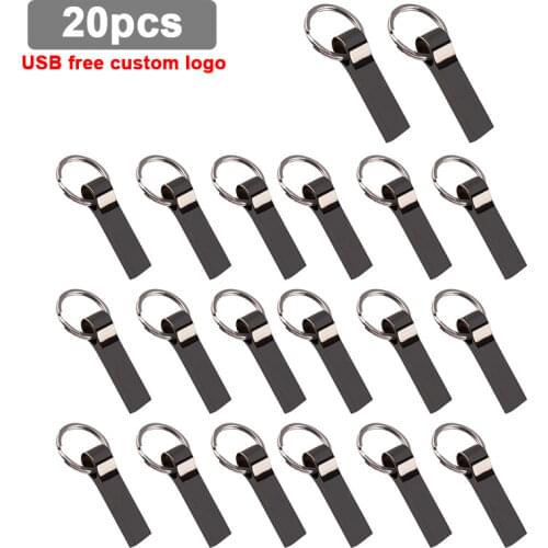 20pcs/lot Metal Waterproof USB 64GB 32GB 16GB 8GB 4GB Pen Drive USB 2.0 Memory Stick Storage Device Flash Drive Free Custom Logo