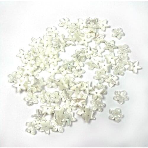 5pcs Carven White Shell Flower Pure Natural Material Petals 3D Flower Beads For Handmade Necklace DIY Jewelry Making
