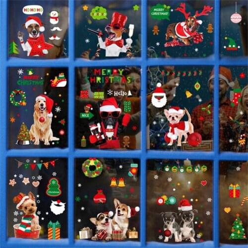 9Pcs Decorative PVC Christmas Glass Stickers Window Papercut Window Stickers Wall Decor Decals Winter Holiday Glass Stickers