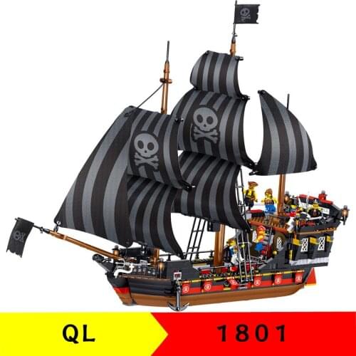 987Pcs QL1801 Building Blocks Pirate Series Pirate Ship Adventure Number Childrens Puzzle Assembly Toy Gifts