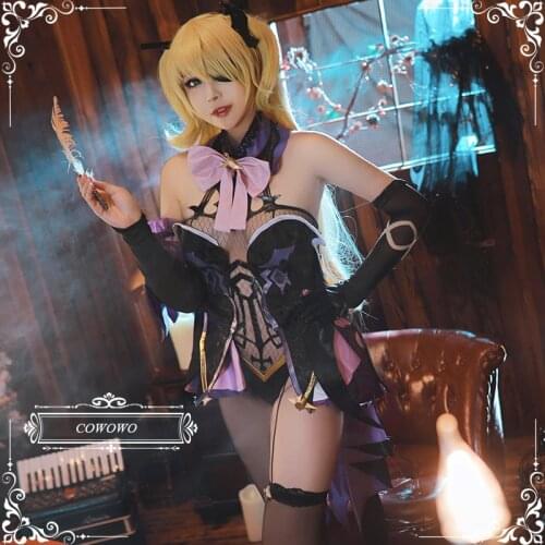 Anime! Genshin Impact Fischl Sexy Lovely Jumpsuits Uniform Cosplay Costume Halloween Party Role Play Clothing For Women 2021 NEW