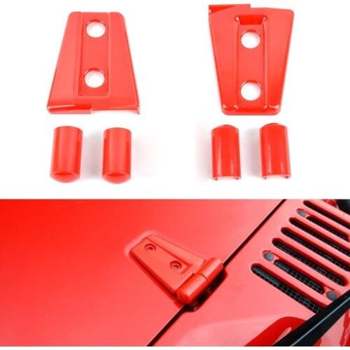BBQ@FUKA New 2 Door Red/Black Car Hood Hinge Cover Protector Trim Styling Fit For 2007-2016 Jeep Wrangler JK Car accessory