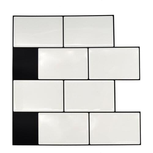 White Peel and Stick Tiles 3D Brick Effect Self Ahesive Waterproof Wallpaper Sticker for Kitchen & Bathroom - 1 Sheet