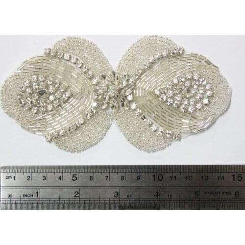 Free Shipping Wholesale 10pcs/lot 5.8'' Rhinestone Applique for Wedding Gown Bridal Sash Evening Wear Rhinestone Patch LSAP0912