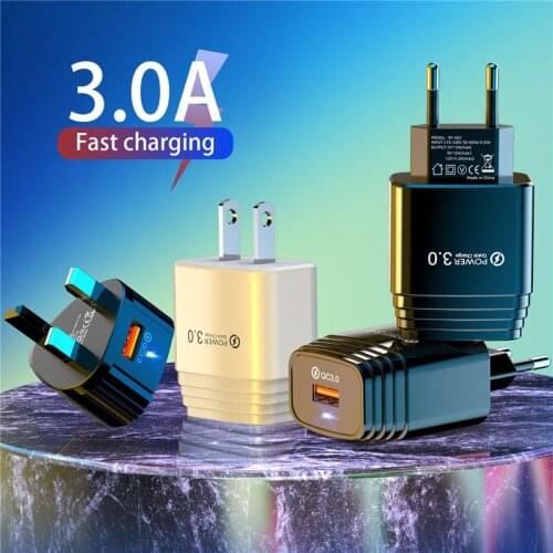 JUSFYU Quick Charge 3.0 USB Charger QC3.0 QC For iPhone Samsung Xiaomi Fast Charging EU Plug Adapter Wall Mobile Phone Charger