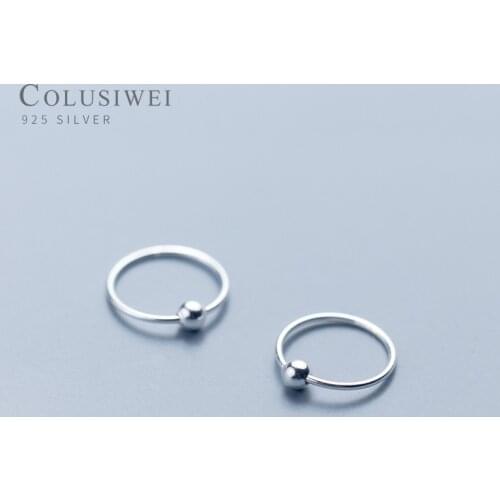 Colusiwei 100% 925 Sterling Silver Simple Fashion Beads Circle Round Hoop Earrings for Women Sterling Silver Jewelry 4 Size