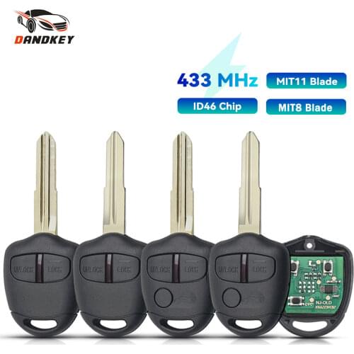 Dandkey 434MHZ ID46 Chip Remote Control Car Key 2/3 Buttons For Mitsubishi Lancer Outlander Shogun Pajero Uncut MIT11 MIT8 Blade