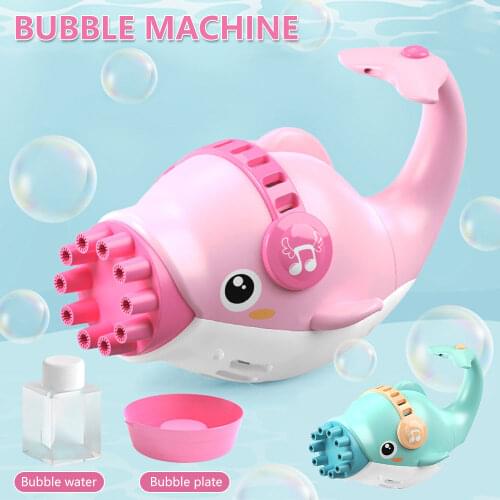 Dolphin Gatling Bubble Gun Electric Bubble Machine Huge Amount Automatic Bubble Machine for Children Birthday Gift Kids Toys