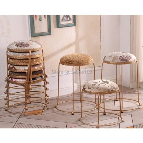 2pieces/lot European Gold Stool Leg Stainless steel Round dining chair nordic kitchen chair restaurant design chair