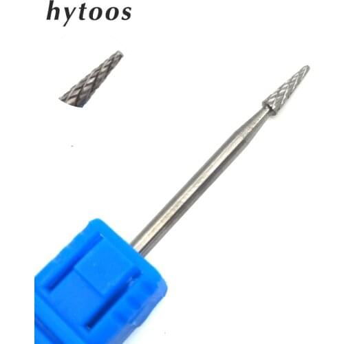 HYTOOS Tungsten Carbide Nail Drill Bit 3/32" Rotary Cuticle Clean Burr Milling Cutter For Manicure Nail Drill Accessories-M0208