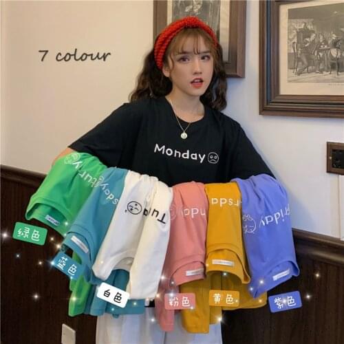 Letter Embroidery Short-sleeved T-shirt Women Casual 2022 Summer Korean Version of the New Loose Ladies Womens Clothing